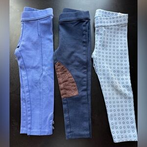 Set of Three Stylish Leggings in Blue Tones